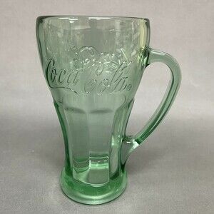 Libbey Coca Cola Green Glass Mug with Handle  6 3/8" High